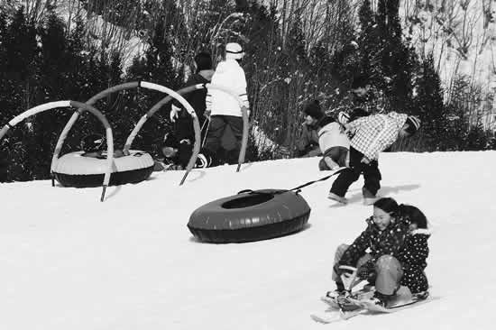 仲良く楽しい雪遊びの画像