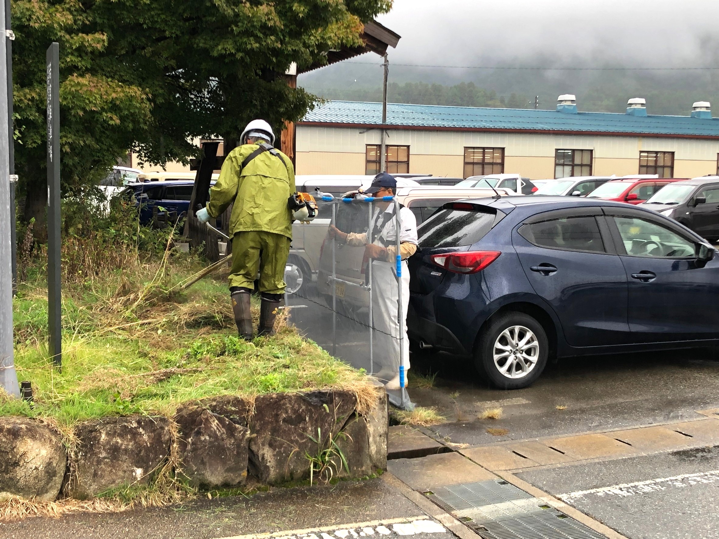 駐車場での活動の様子