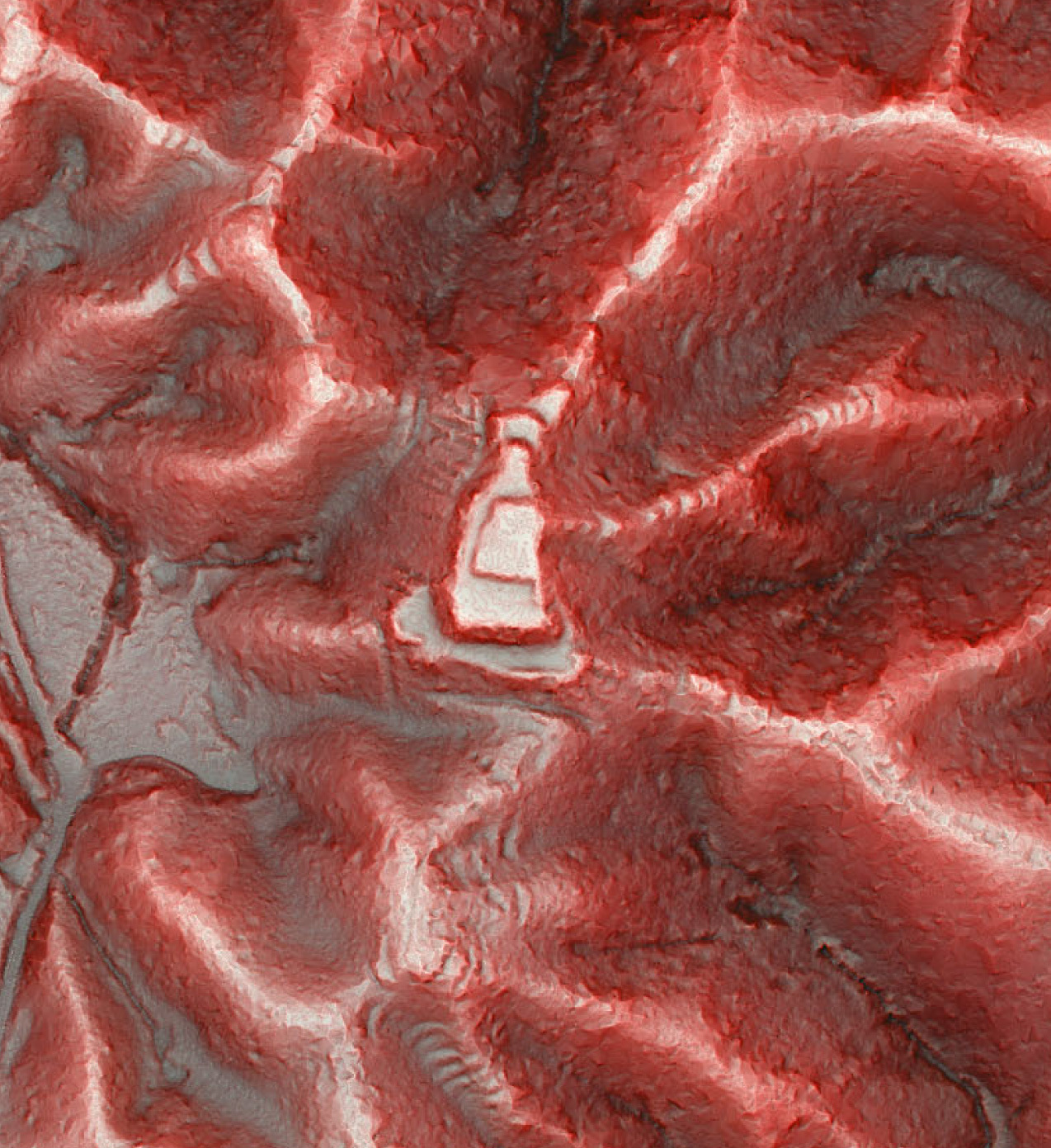小鷹利城跡赤色立体地図
