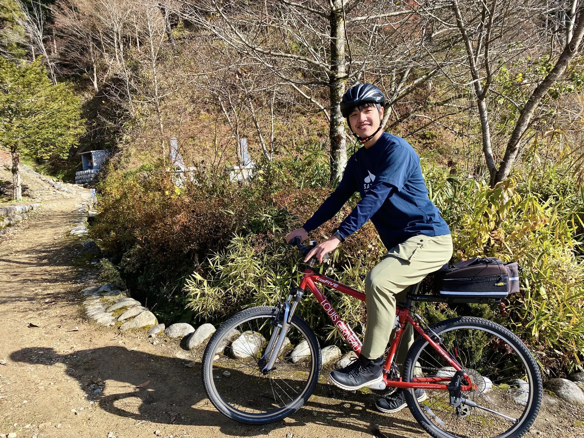 里山サイクリングでの案内