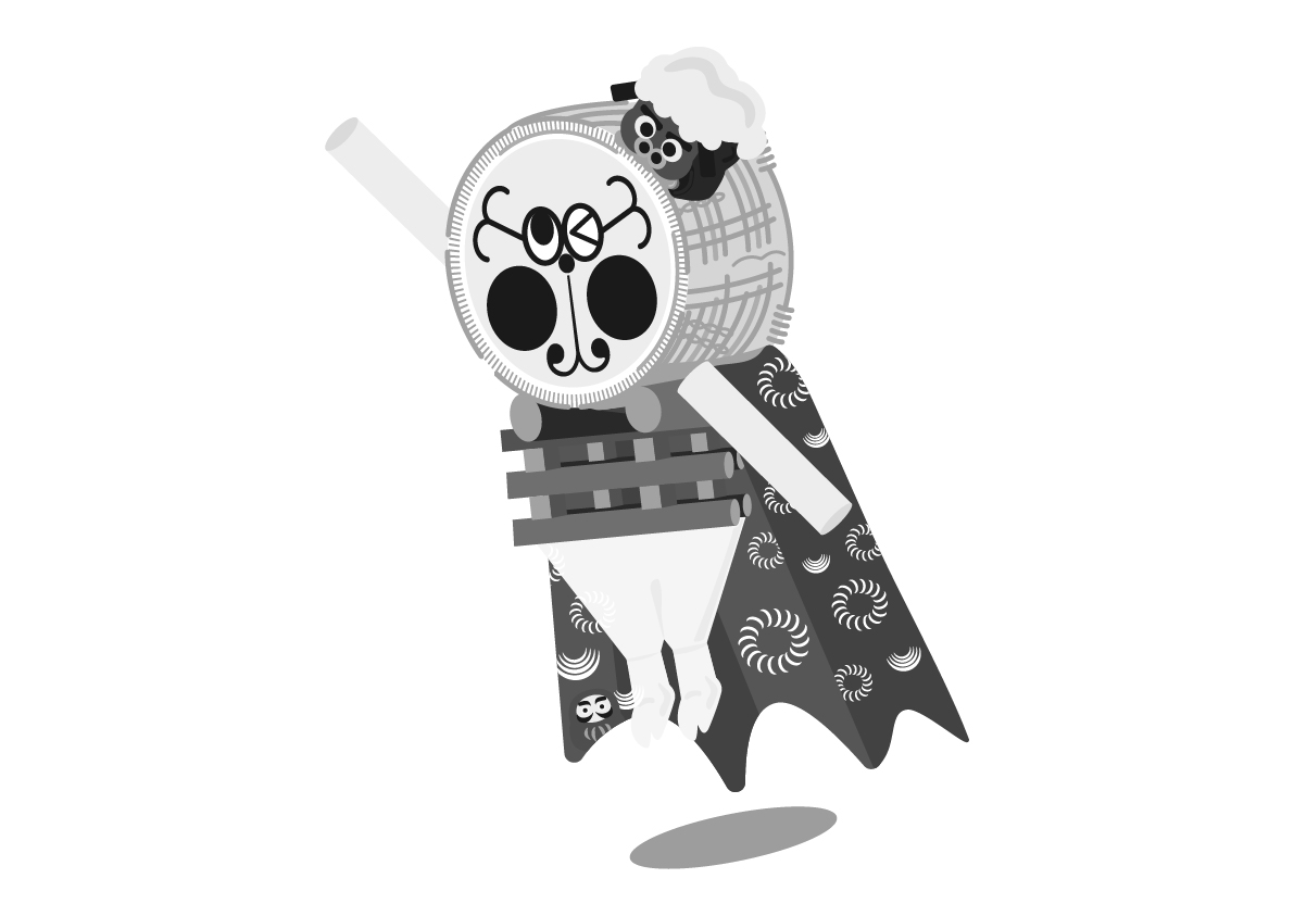 ドンドンくん_ジャンプ（モノクロ）