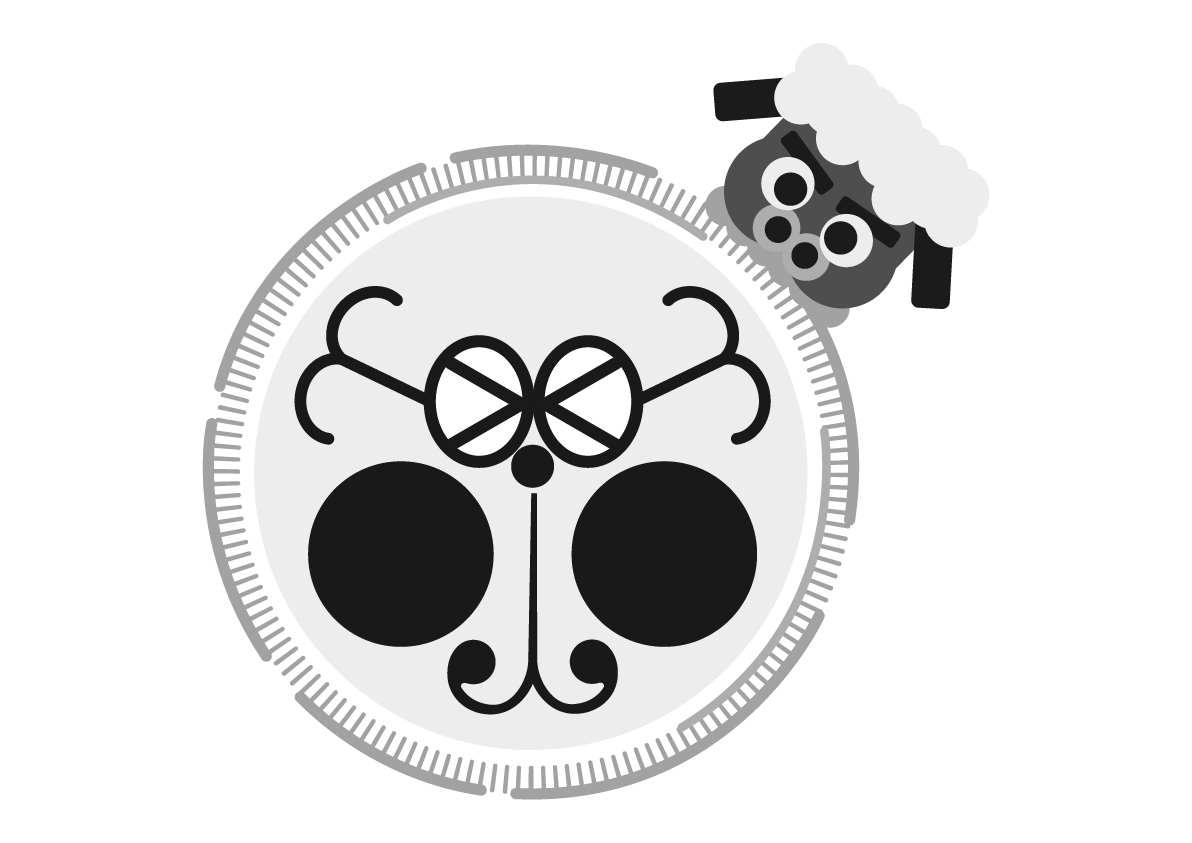 ドンドンくん_顔(7)（モノクロ）