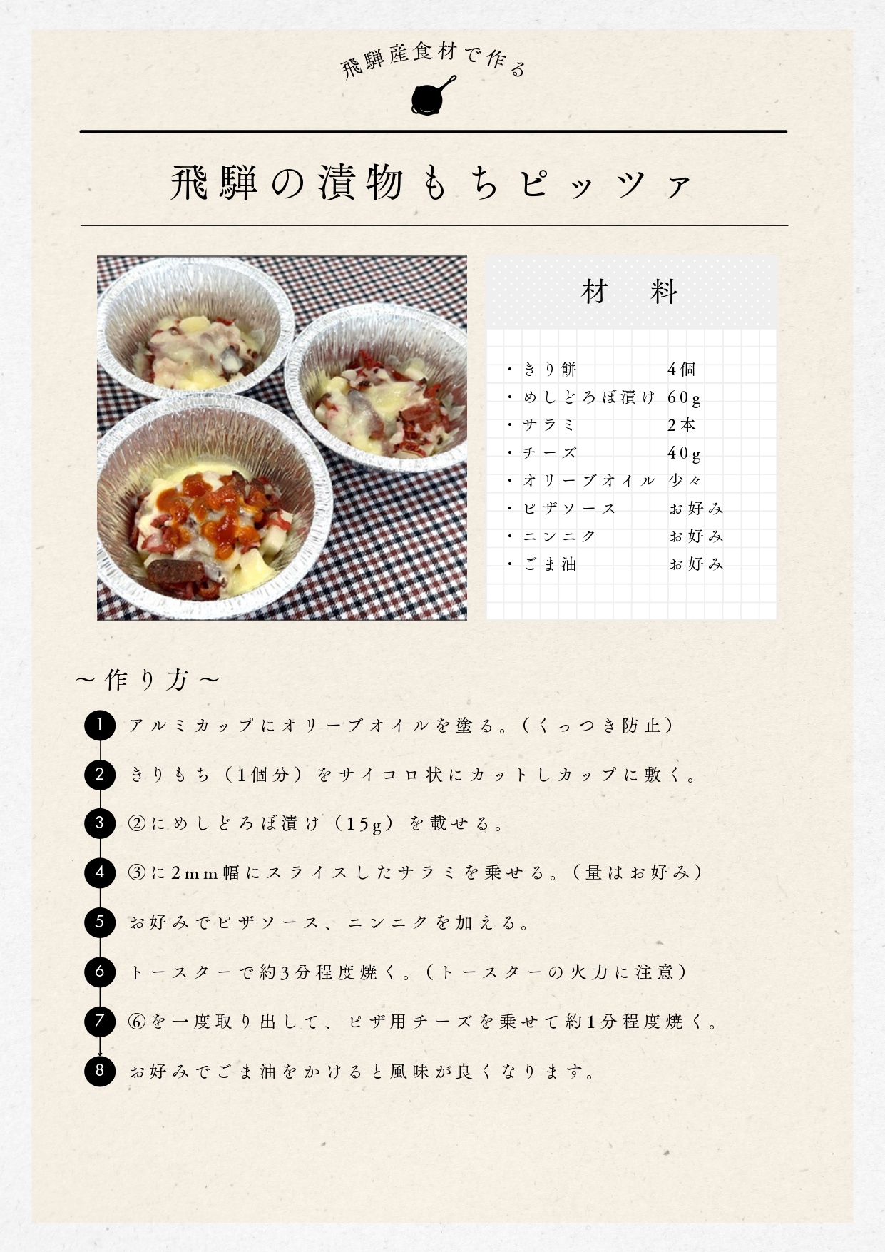 飛騨の漬物餅ピッツァ
