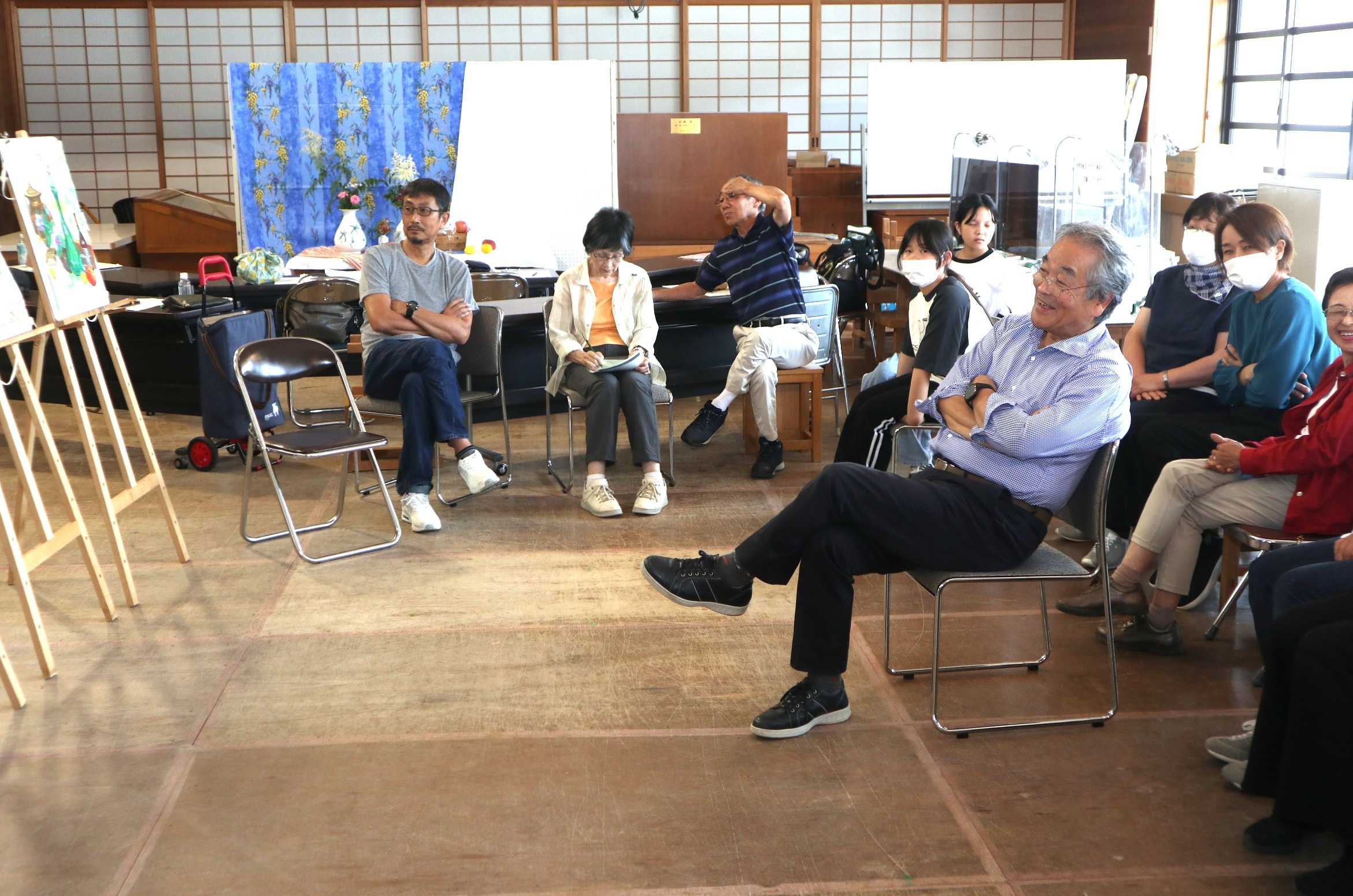 郷土の洋画家上葛さんによる水彩画教室を開催