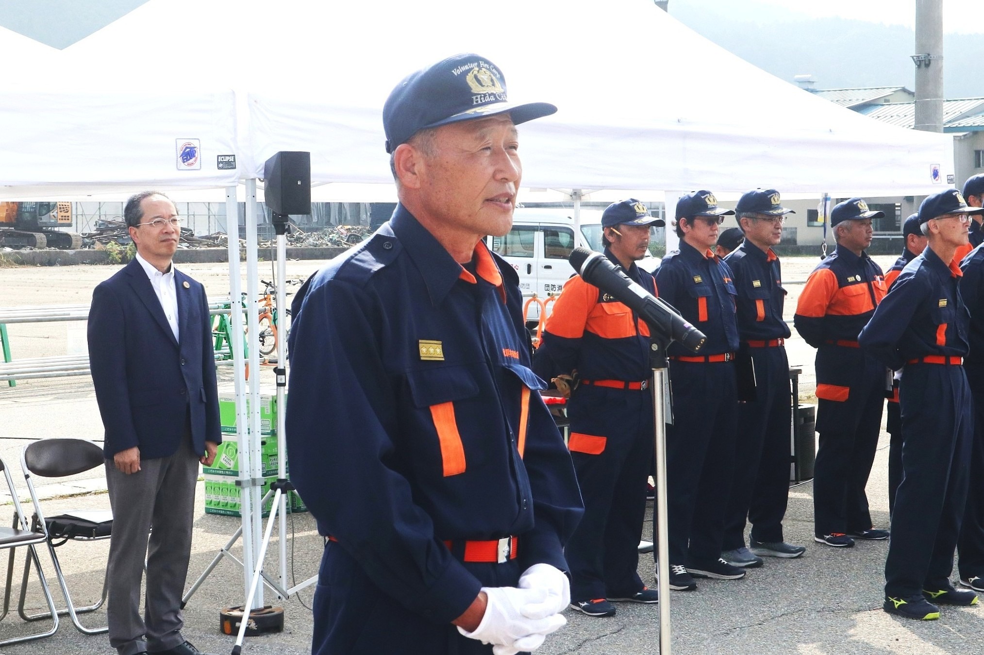 市消防団が「令和7年度飛衛消火訓練会」を開きました