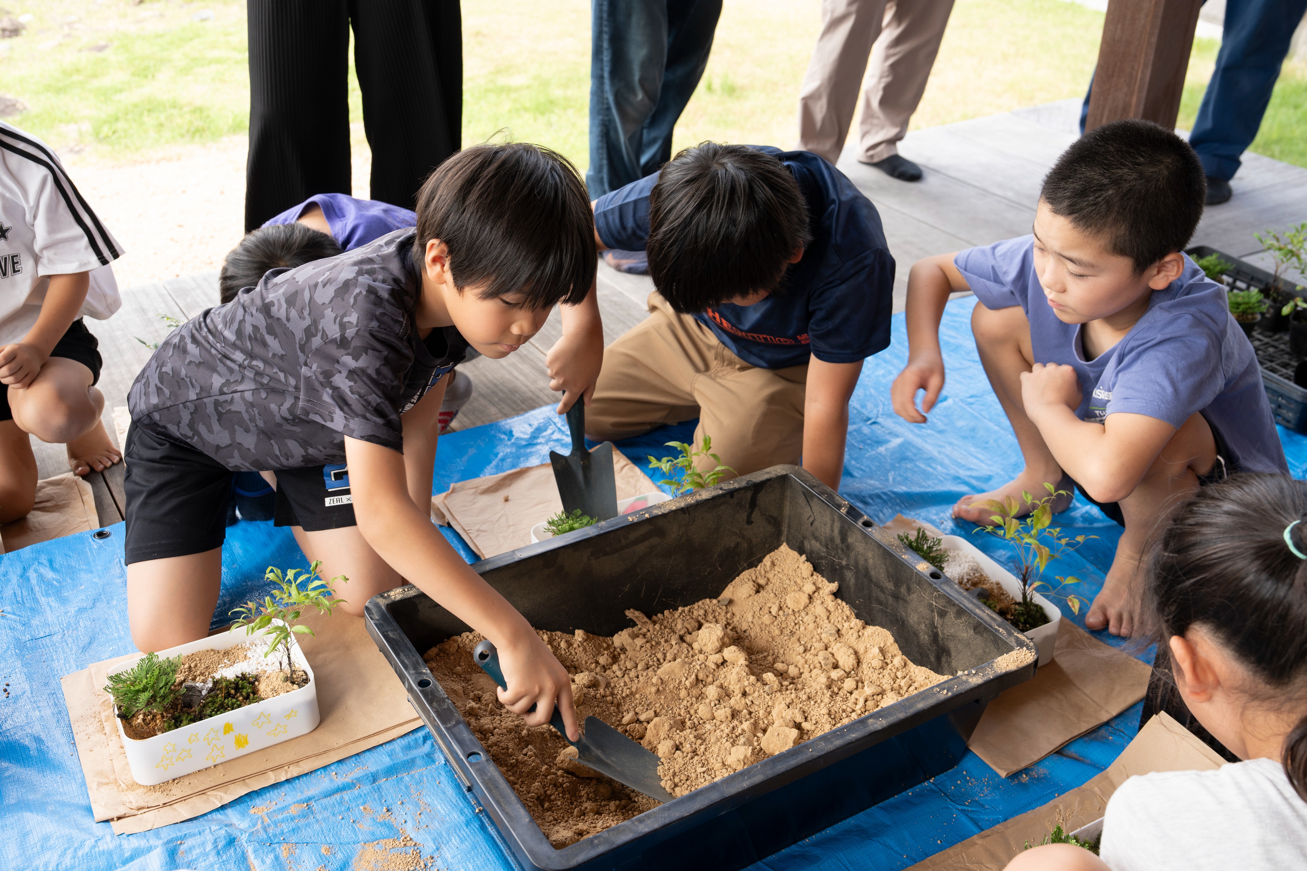 江馬館で小学生が自分だけの箱庭づくり