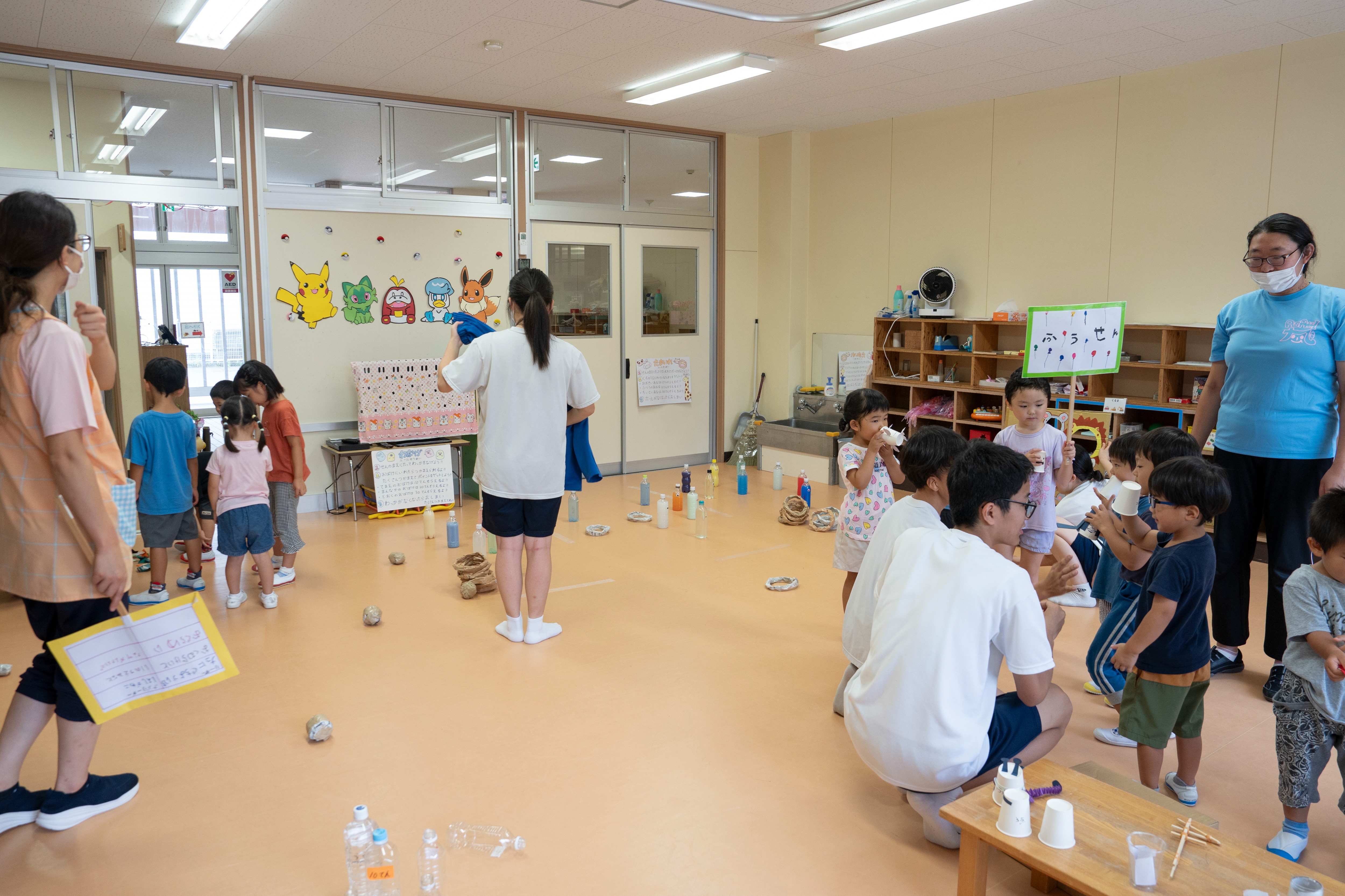 神岡中学校3年生が旭保育園の園児と交流