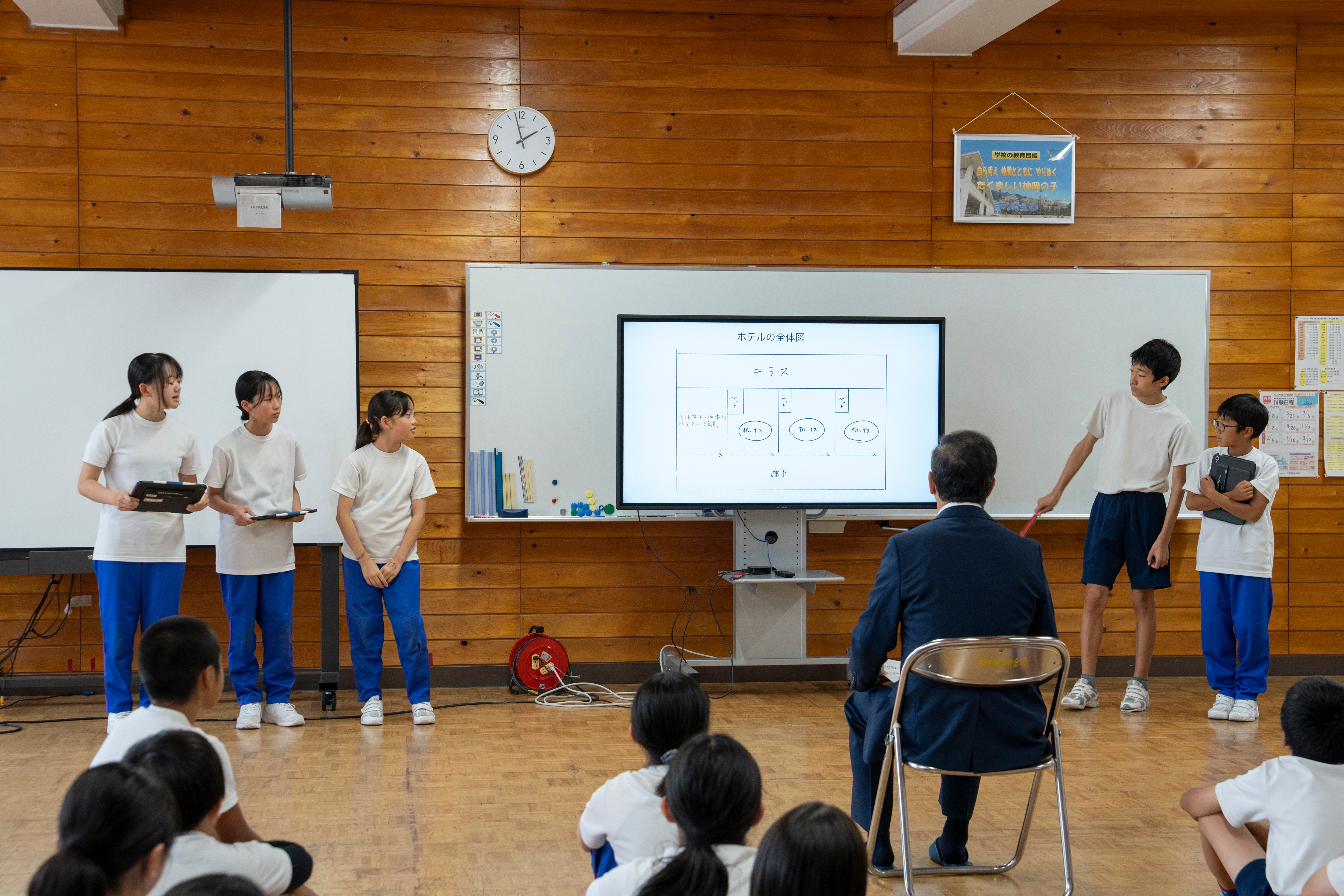 神岡小学校6年生が市長に「旭保育園の園舎活用検討プロジェクト」の成果報告