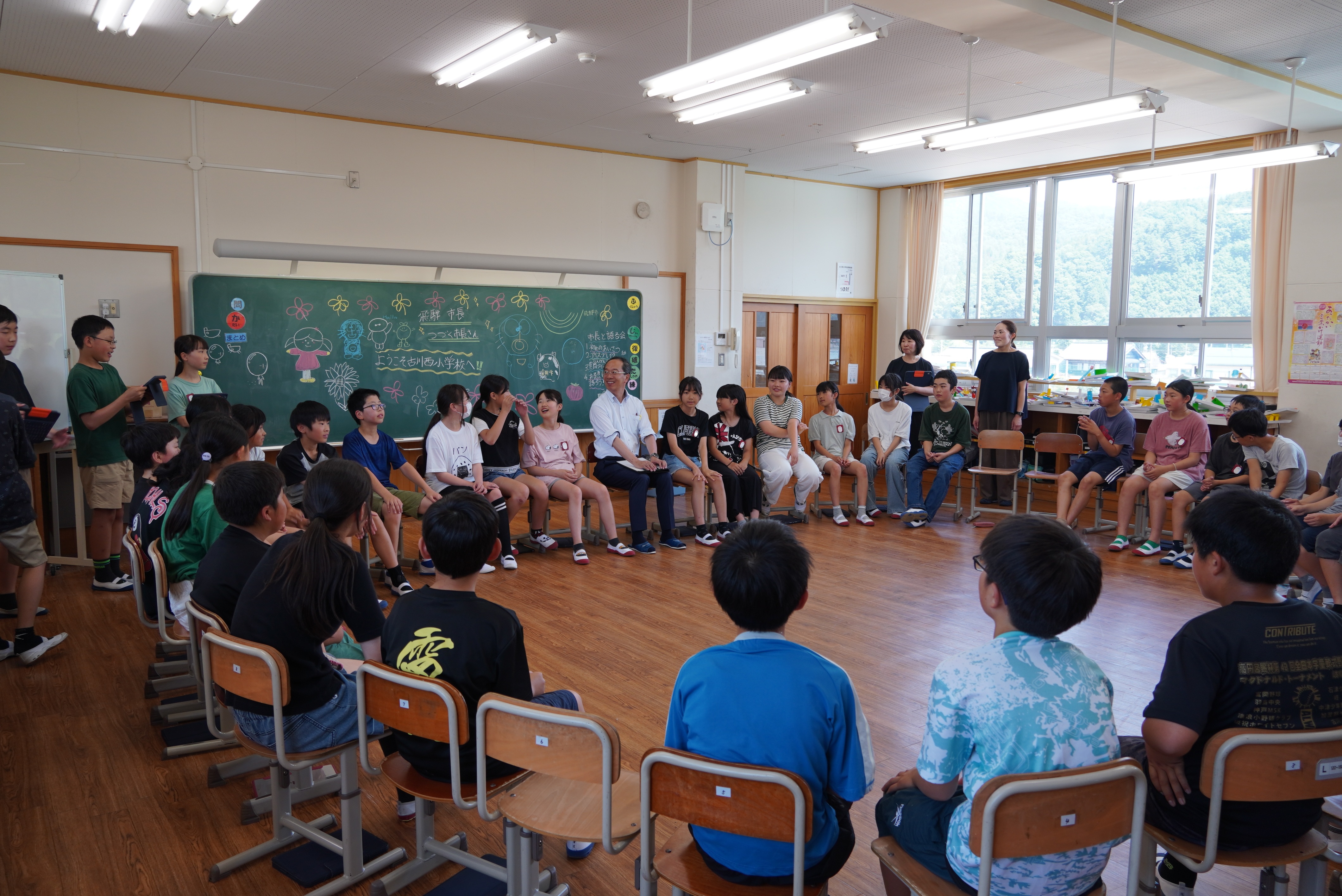 都竹市長が古川西小学校を訪問し児童と語り合いました