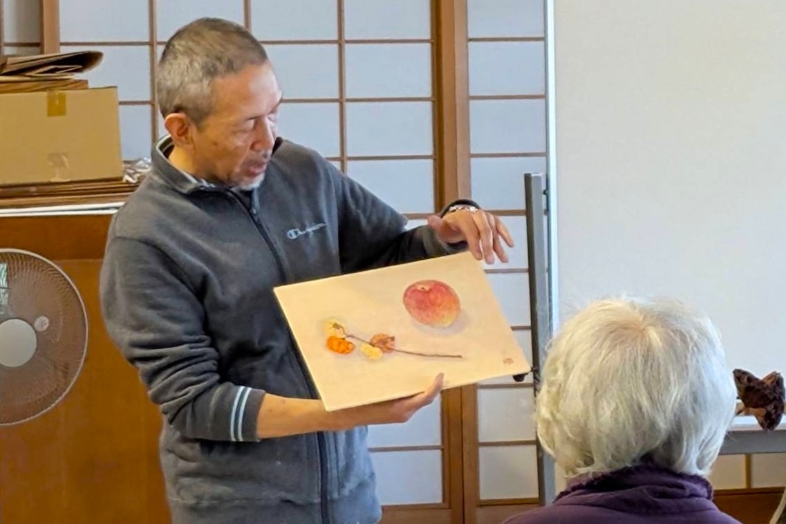 院友・岡部巌氏による「日本画教室」が開かれました