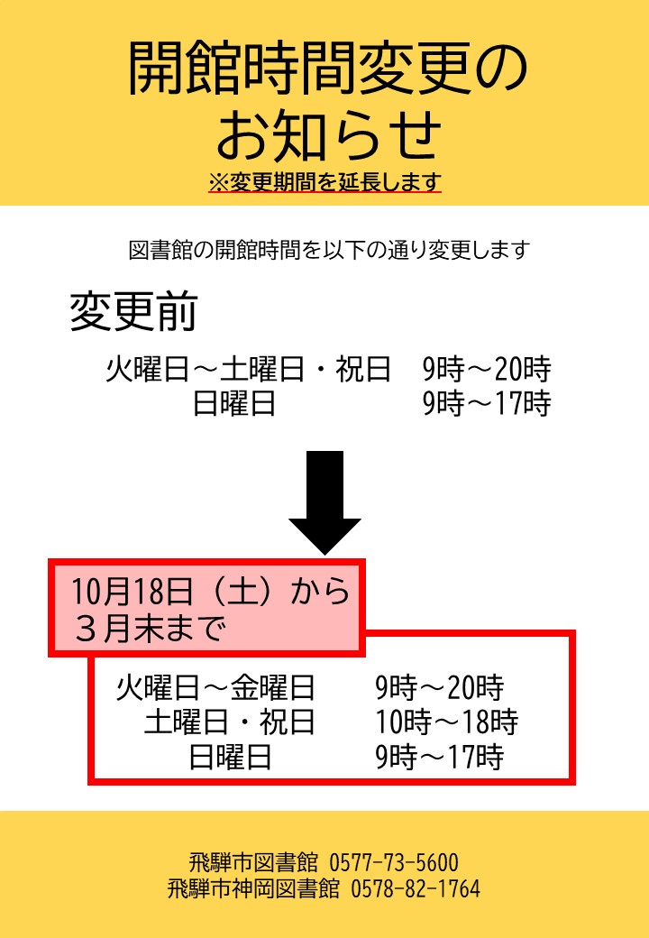 開館時間変更ポスター