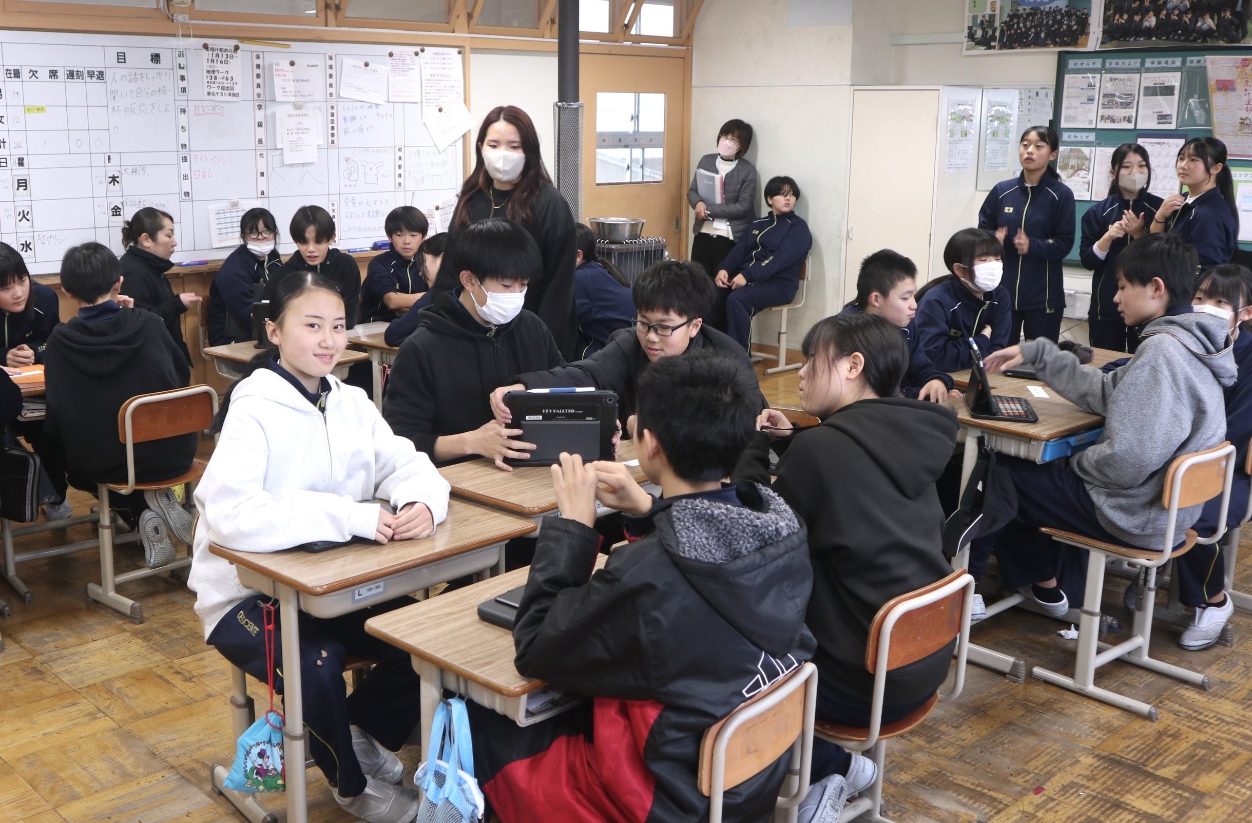 古川中1年生がAIキャラクター「ぐりん」の実証実験に参加しました