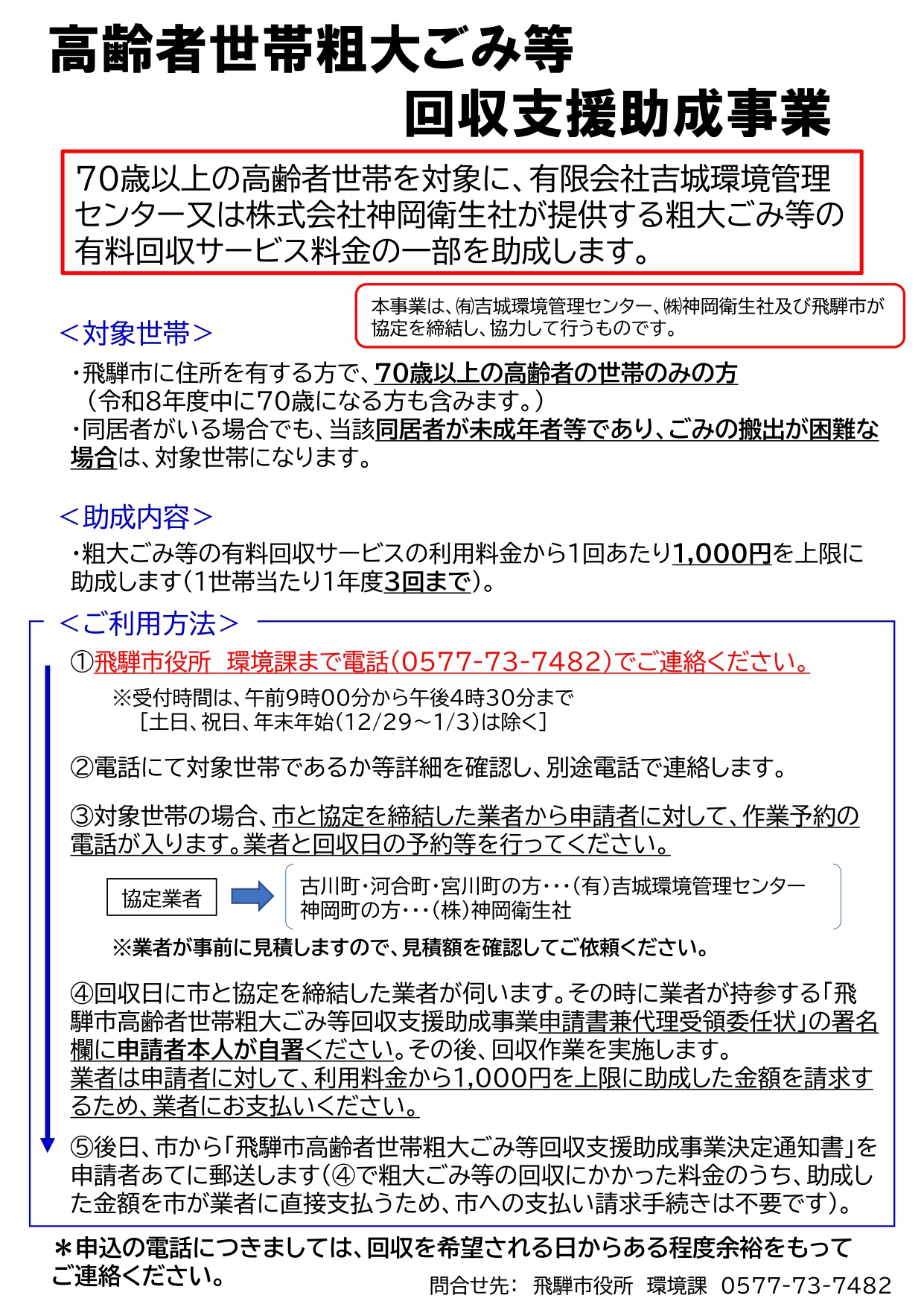 R8年度高齢者世帯粗大ごみ等回収支援助成事業