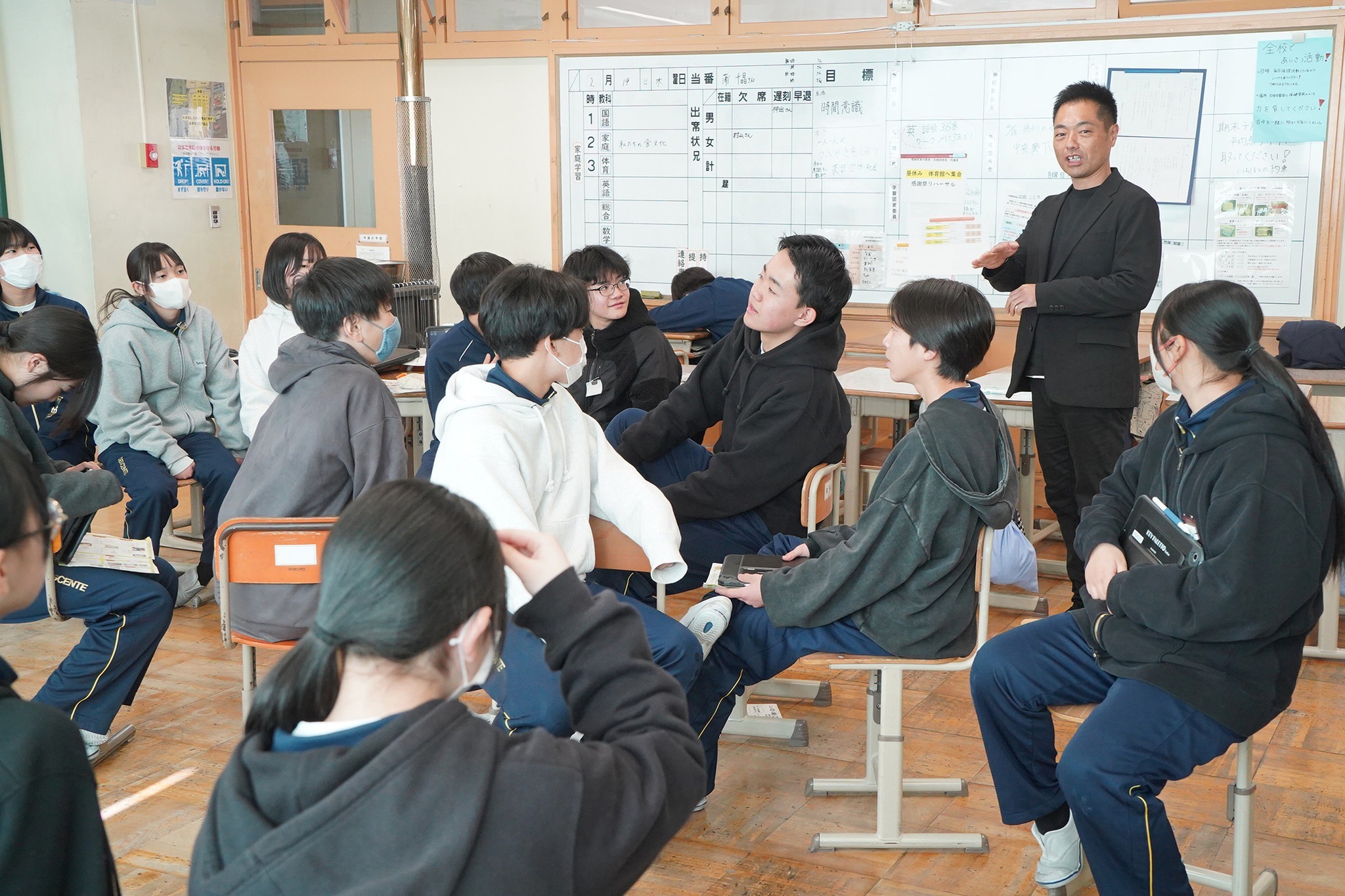 古川中3年生がマイプロの取組みや楽しさを2年生に伝えました