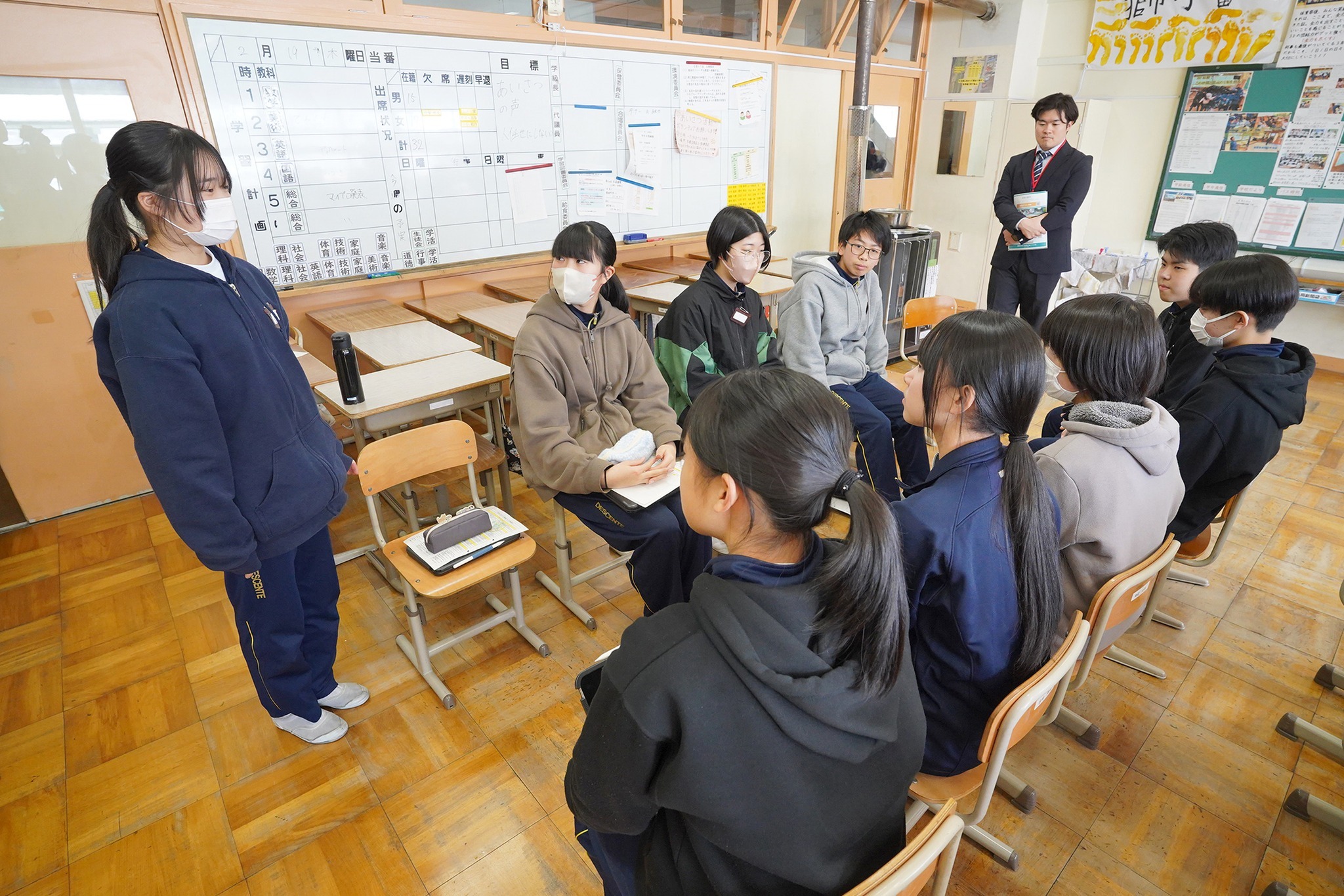 古川中3年生がマイプロの取組みや楽しさを2年生に伝えました