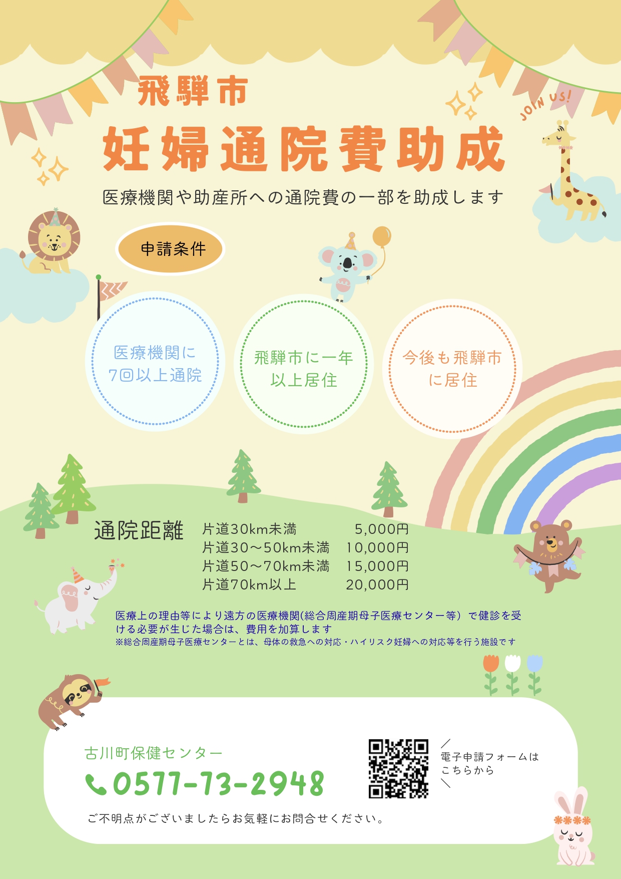飛騨市 妊婦通院費助成