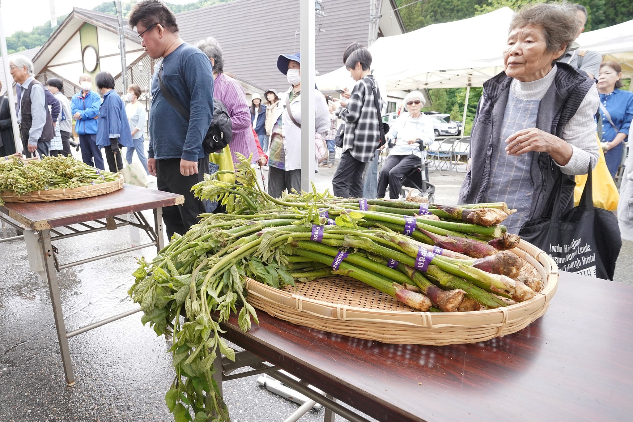 河合町で恒例の「飛騨かわい山菜市」を開催