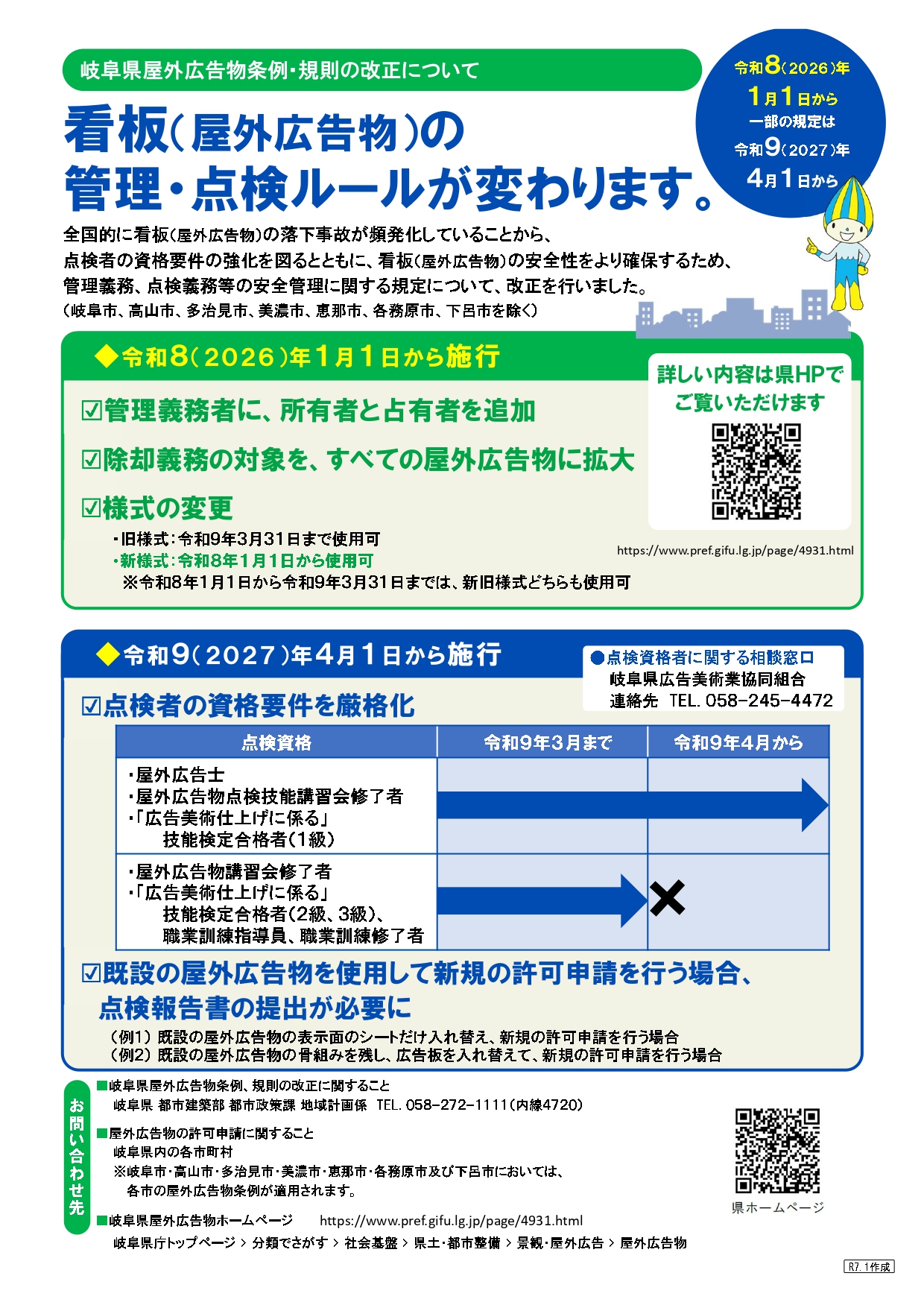 看板(屋外広告物)の管理・点検ルールが変わります。