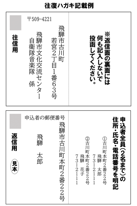 往復ハガキ記載例