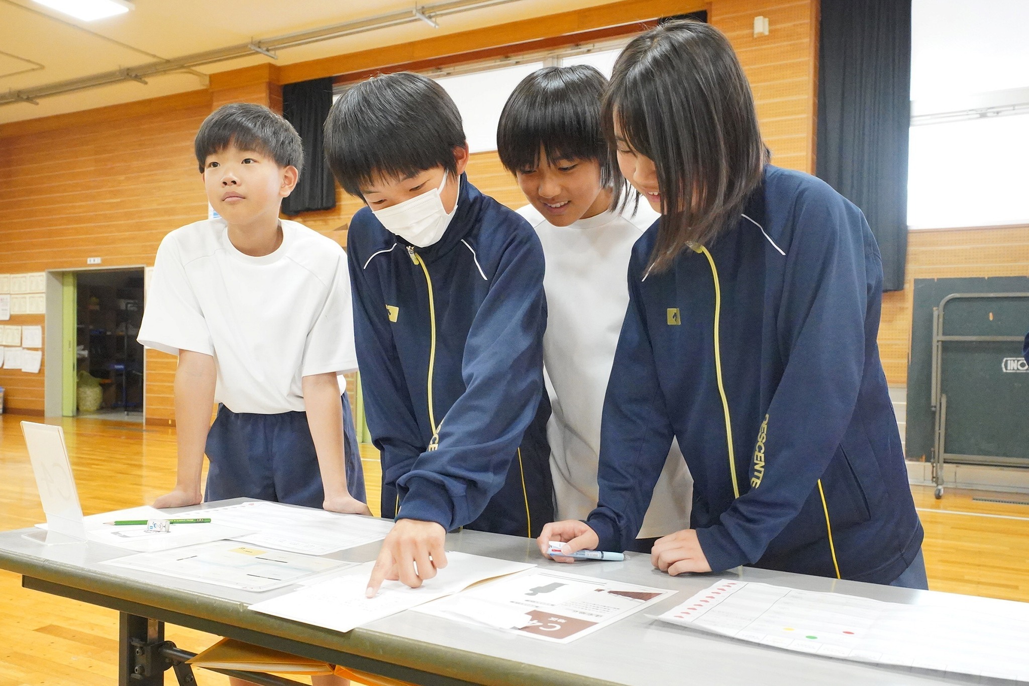 古川中1年生がゲーム「風水害24」で防災を学びました