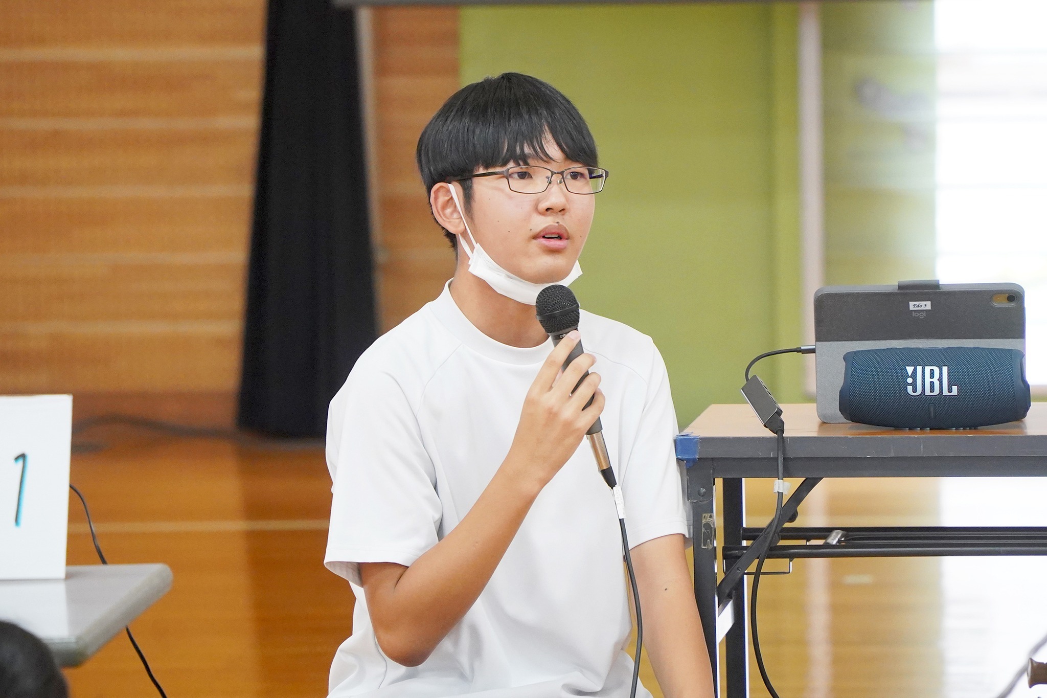 古川中1年生がゲーム「風水害24」で防災を学びました