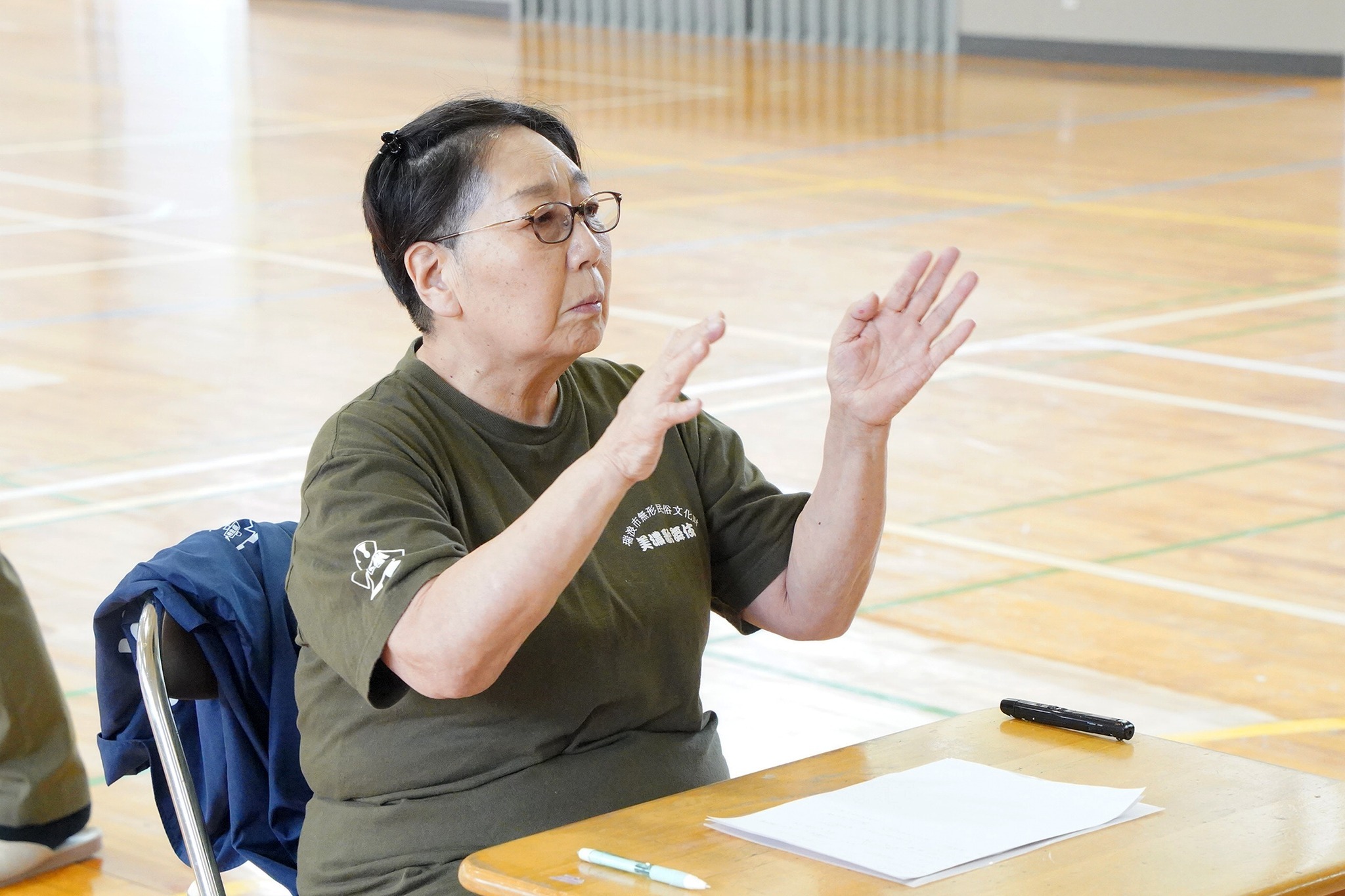 「河合っ子座公演」を前に5、6年生が専門家から歌舞伎の基礎学ぶ