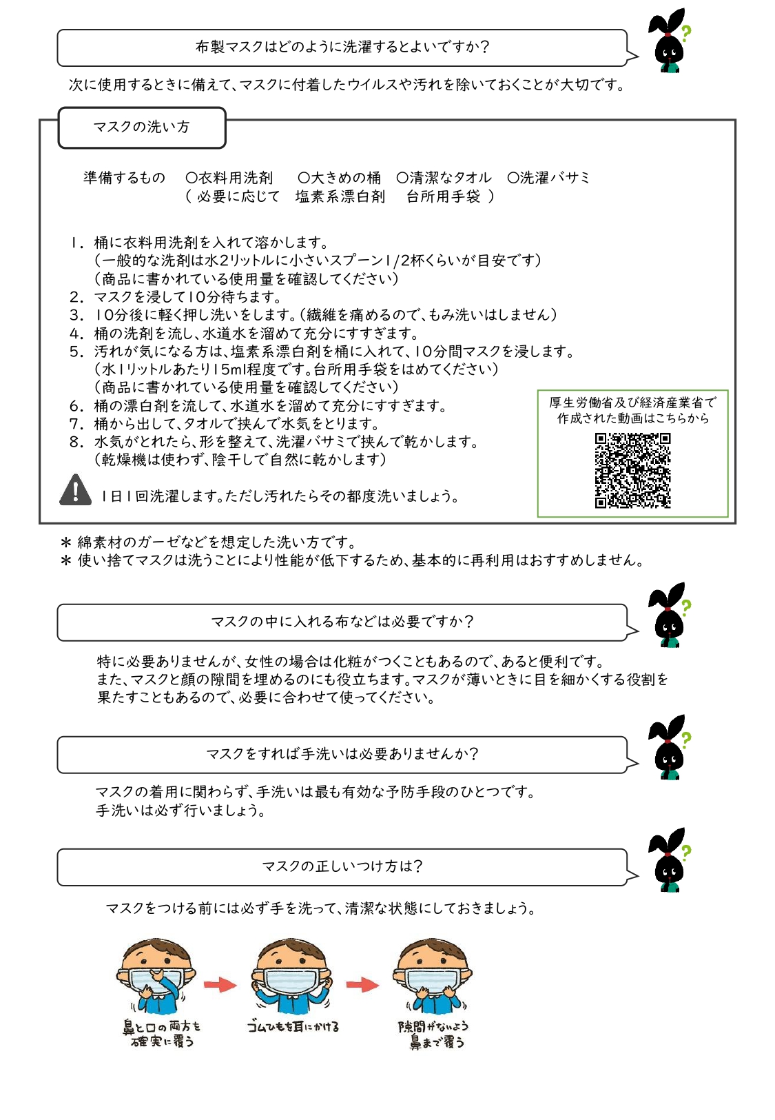 使い捨て 洗う マスク