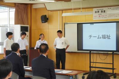 都竹市長が神岡中学校を訪問し生徒と意見交換をしました